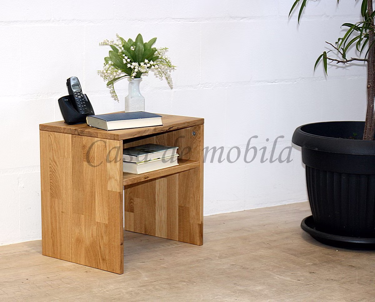 Massivholz Nachtschrank mit ablage OKER 45x45x35cm Wildeiche massiv natur geölt Casa de mobila Goslar