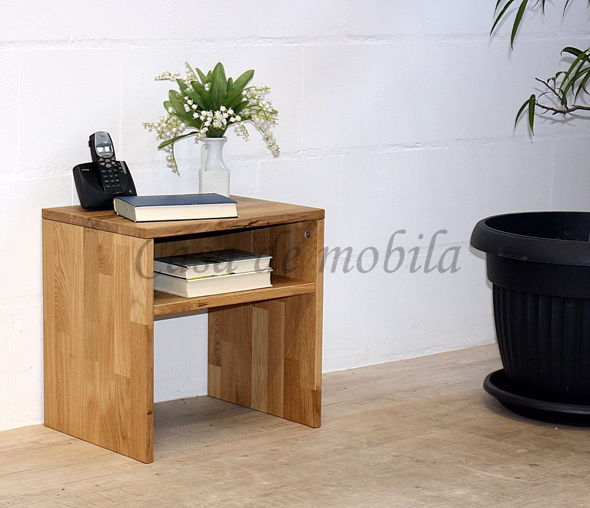 Massivholz Nachtkonsole mit fach OKER 45x45x35cm Wildeiche massiv natur geölt Casa de mobila Goslar