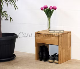 Nachtkommode II mit Schublade 45x45x35cm Wildeiche massiv natur geölt Massivholz Nachtkonsole II mit 1 schublade 45x45x35cm Wildeiche massiv natur geölt Casa de mobila Goslar