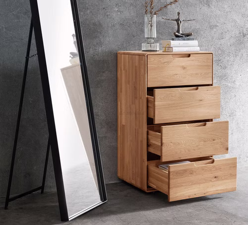 Massivholz Schubladenkommode IV 51x91x40cm GOSE Wildeiche massiv natur geölt Casa de mobila Goslar