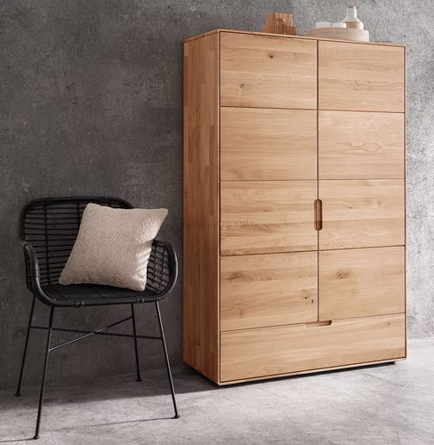 Massivholz Schrank halbhoch 100x145x40cm GOSE Wildeiche massiv natur geölt Casa de mobila Goslar