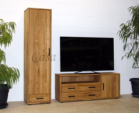 Massivholz Wohnwand Mido Breite 134 cm Eiche massiv natur geoelt Casademobila Goslar Skalik