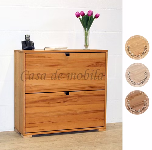 Schuhschrank Holzfüße 90x84x33cm WALK IN Naturholz geölt Schuhkipper mit Holzfüßen WALK IN 90x84x33cm Kernbuche Wildeiche natur oder bianco geölt Casa de mobila Goslar