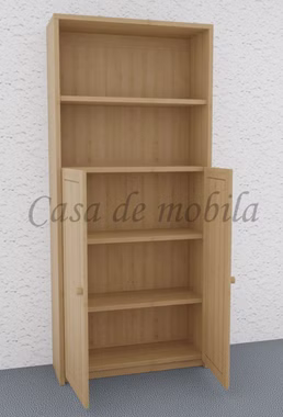 Massivholz Bücherregal mit holztüren HT3 CONTRA 89x199x33cm Kiefer massiv gelaugt geölt Casa de mobila Goslar