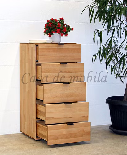 Schmaler Schubladenschrank mit griff 06 MERCUR 50x103x45cm Massivholz Kernbuche natur geölt Casa de mobila Goslar