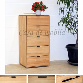 Schmaler Schubladenschrank mit griff 06 MERCUR 50x103x45cm Massivholz Kernbuche natur geölt Casa de mobila Goslar