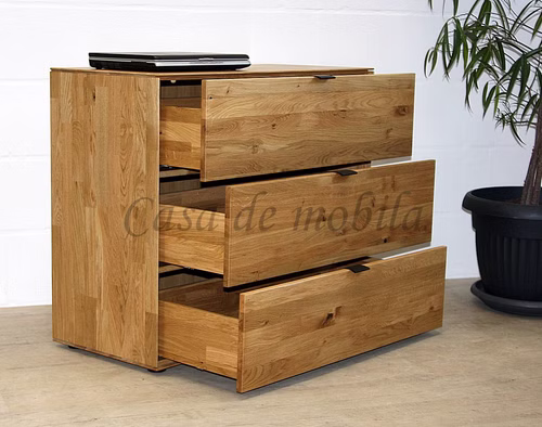 Kommode breit, 3 Schubladen 100x84x45 cm MERCUR Wildeiche geölt Massivholz Schubladenkommode breit MERCUR 100x84x45cm Wildeiche massiv natur geölt Casa de mobila Goslar