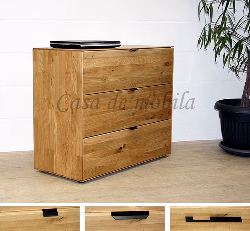 Kommode breit, 3 Schubladen 100x84x45 cm MERCUR Wildeiche geölt Massivholz Schubladenkommode breit MERCUR 100x84x45cm Wildeiche massiv natur geölt Casa de mobila Goslar