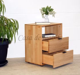 Nachttisch mit 2 Schubladen 50x63x37cm MERCUR Kernbuche massiv geölt Massivholz Nachtschrank mit 2 Schubladen MERCUR 50x63x37cm Kernbuche massiv natur geölt Casa de mobila Goslar