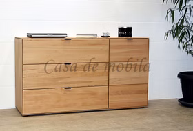 Massivholz Sideboard mit 3 Schubladen und Holztür Mercur 150x84x45cm Kernbuche massiv geölt Casa de mobila Goslar