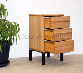 Nachtschrank Metallgestell M8 46x85x42cm WALK IN Kernbuche Nachtschrank mit 3 Schubladen WALKIN 46x85x42cm Buche geölt Metallbeine M8 Casa de mobila Goslar