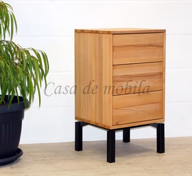 Nachtschrank Metallgestell M8 46x85x42cm WALK IN Kernbuche Nachtkommode mit 3 Schubladen WALKIN 46x85x42cm Buche geölt Metallbeine M8 Casa de mobila Goslar