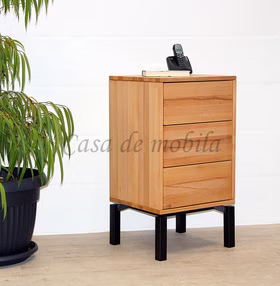 Nachtschrank Metallgestell M8 46x85x42cm WALK IN Kernbuche Schubladenkommode mit Metallgestell M8 WALK IN 46x85x42cm Kernbuche massiv geölt Casa de mobila Goslar