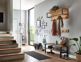 Hängende garderobe mit Hutablage 6 Haken WALKIN 90x40x32cm Eiche massiv natur geölt Casa de mobila Goslar