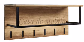 Massivholz Hängegarderobe mit Hutablage 6 Haken WALKIN 90x40x32cm Eiche massiv weß bianco geölt Casa de mobila Goslar