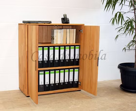 Büroschrank 2 türig mit Holztüren MIDO 90x100x40cm Kernbuche massiv natur geölt Casa de mobila Goslar