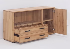 Massivholz TV-schrank schmale tiefe MIDO hoch 134x68x32cm Kernbuche massiv natur geölt Casa de mobila Goslar