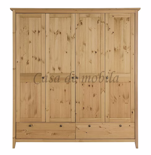 Kleiderschrank 187x210x57cm SOLVITA 4türig Kiefer gelaugt geölt Kleiderschrank SOLVITA 187x210x57cm 4türig Kiefer massiv gelaugt geölt Casa de mobila Goslar