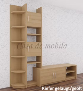 TV-Schrank Regal links 200x217/46x46/33 cm CONTRA Bügelgriffe TV-kommode mit Bügelgriffe, Regalaufsatz links CONTRA 200x217/46x46/33 cm Kiefer massiv natur geölt