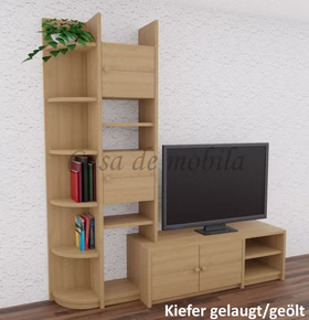 TV-Board, Regalaufsatz links 200x217/46x46/33 cm CONTRA Massivholz TV-Schrank mit Regalaufsatz links 200x217/46/33 cm CONTRA kiefer massiv natur geölt