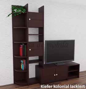 TV-Board, Regalaufsatz links 200x217/46x46/33 cm CONTRA Massivholz TV-Kommode mit Regalaufsatz links 200x217/46/33 cm CONTRA kiefer massiv kolonial lackiert