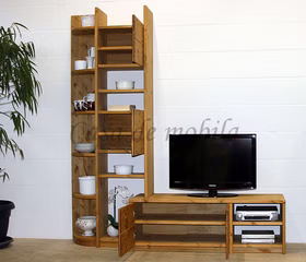 TV-Board, Regalaufsatz links 200x217/46x46/33 cm CONTRA Massivholz TV-Schrank mit Regalaufsatz links 200x217/46/33 cm CONTRA kiefer massiv gelaugt geölt