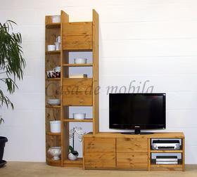 TV-Board, Regalaufsatz links 200x217/46x46/33 cm CONTRA Massivholz TV-Lowboard mit Regalaufsatz links 200x217/46/33 cm CONTRA kiefernbolz massiv gelaugt geölt