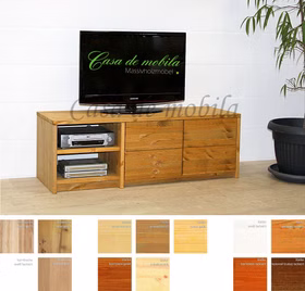 TV-Lowboard mit 2 Holztüren und 2 Fächer CONTRA 134x46x46cm Kiefer Buche Eiche massiv Casa de mobila Goslar