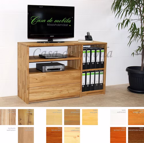 Kommode 2 Schubladen,4 offene Fächer 134x84x46cm CONTRA Massivholz Massivholz Kommode hoch CONTRA 134x84x46cm Eiche Buche Kiefer massiv Casa de mobila Goslar