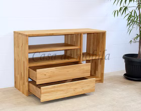 Kommode 2 Schubladen 4 offene Fächer 134x84x46cm CONTRA Massivholz hifi regal mit 2 Schubladen,4 offene Fächer CONTRA 134x84x46cm Wildeiche massiv natur Casa de mobila Goslar