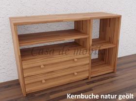 Kommode 2 Schubladen,4 offene Fächer 134x84x46cm CONTRA Massivholz Massivholz Fernsehkommode mit 2 Schubladen,4 offene Fächer CONTRA 134x84x46cm kernbuche massiv natur geölt Casa de mobila Goslar