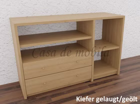 Kommode 2 Schubladen,4 offene Fächer 134x84x46cm CONTRA Massivholz hifi kommode mit 2 Schubladen,4 offene Fächer CONTRA 134x84x46cm kiefer massiv gelaugt geölt Casa de mobila Goslar