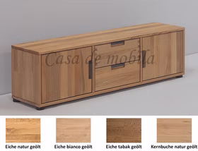 Massivholz TV-Lowboard MIDO 134x36x32cm Kernbuche Eiche massiv natur bianco tabakfarben geölt Casa de mobila Goslar