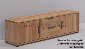 Massivholz Fernsehkommode mit gleitern MIDO 134x36x32cm Buche massiv natur geölt Casa de mobila Goslar