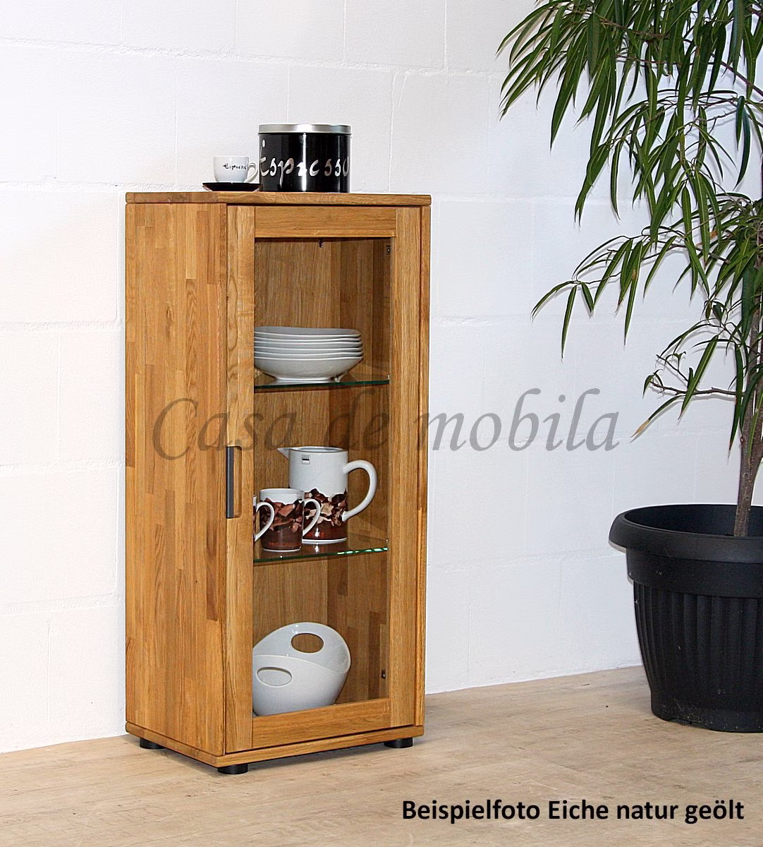Bücherregal mit 4 offene Fächer 46x132x32cm MIDO Massivholz geölt MIDO holzmuster eiche natur geölt Casa de mobila Goslar