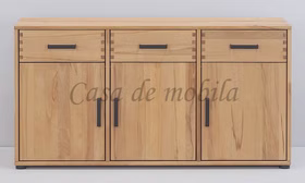 Sideboard niedrig mit 3 Holztür, 3 Schubladen 134x68x40cm MIDO geölt Massivholz Sideboard niedrig 3 Holztüren,3 Schubladen MIDO 134x68x40cm kernbuche massiv natur geölt Casademobila Goslar