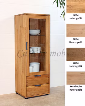 Vitrine halbhoch mit 2 Schubladen 46x132x40cm MIDO Massivholz geölt Vitrine halbhoch mit 2 Schubladen MIDO 46x132x40cm Kernbuche Eiche massiv natur bianco tabakfarben geölt Casa de mobila Goslar