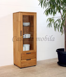 Vitrine halbhoch mit 2 Schubladen 46x132x40cm MIDO Massivholz geölt Vitrine MIDO Eiche massiv natur geölt Casa de mobila Goslar