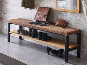 bank 133 cm breit Leder gepolstert mit Holzablage WALK IN Wildeiche geölt oder bianco Casa de mobila Goslar Dielenbank 133 cm breit Leder gepolstert mit Holzablage WALK IN Wildeiche natur geölt oder bianco Casa de mobila Goslar