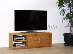 TV-Kommode 2 Holztüren 2 Fächer 134x46x46cm CONTRA Massivholz TV-Lowboard, 2 Holztüren mit griffe CONTRA 134x46x46cm Kiefer massiv gelaugt geölt Casa de mobila Goslar