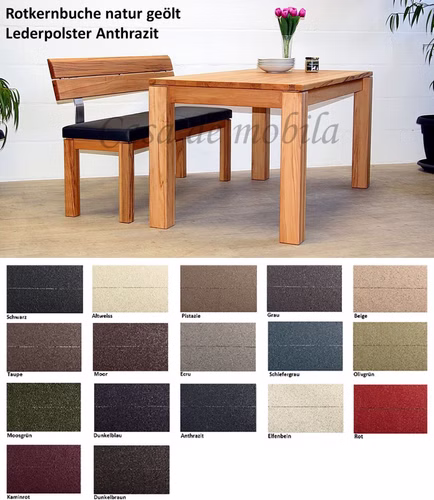 Essgruppe 2teilig Esstisch Sitzbank IDEAL Kernbuche geölt Colorado Leder