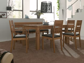 bank mit sitzpolster und holzlehne IDEAL Asteiche massiv Natur geölt Lederpolster Colorado Casa de mobila Goslar