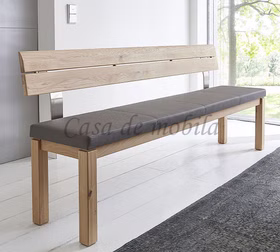 Bank, Holzlehne IDEAL Asteiche bianco geölt Colorado Leder Bank mit Holzlehne IDEAL Eiche bianco geölt Leder Colorado Sitzpolster Casa de mobila Goslar