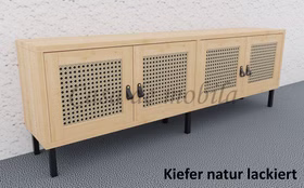 TV-Board mit 4 Holztüren Wiener Geflecht 176x59x33cm CONTRA Massivholz Flurkommode mit 4 Türen Wiener Geflecht CONTRA 176x59x33cm Kiefer massiv natur lackiert Casa de mobila Goslar