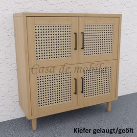 Massivholz kommode mit 4 Türen Wiener Geflecht CONTRA 89x95x33cm kiefer massiv gelaugt geölt Casa de mobila Goslar