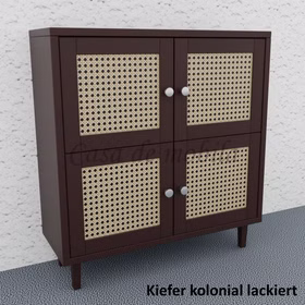 kommode mit 4 Türen Wiener Geflecht CONTRA 89x95x33cm kiefer massiv dunkelbraun kolonial lackiert Casa de mobila Goslar