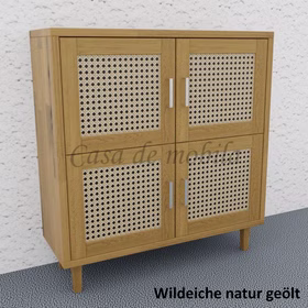 Massivholz kommode mit 4 Türen Wiener Geflecht CONTRA 89x95x33cm wildeiche massiv natur geölt Casa de mobila Goslar