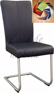 Schwingstuhl DIANA3 45x100x60cm Lederbezug Toledo Metallgestell Carega Design 1 Freischwinger Polsterstuhl mit Metallgestell DIANA3 Lederpolster schwarz