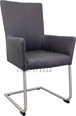 Schwingsessel mit Lederbezug in schwarz und Metallgestell