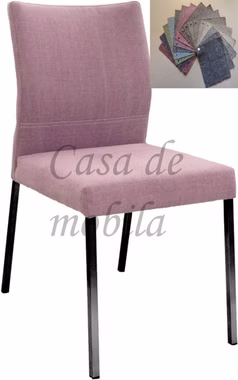 Polsterstuhl KASPER1 45x94x66cm Stoffbezug Kiss Prune lila Metallbeine schwarz Carega Design 1 Polsterstuhl mit lila Stoffbezug, Metallbeine schwarz